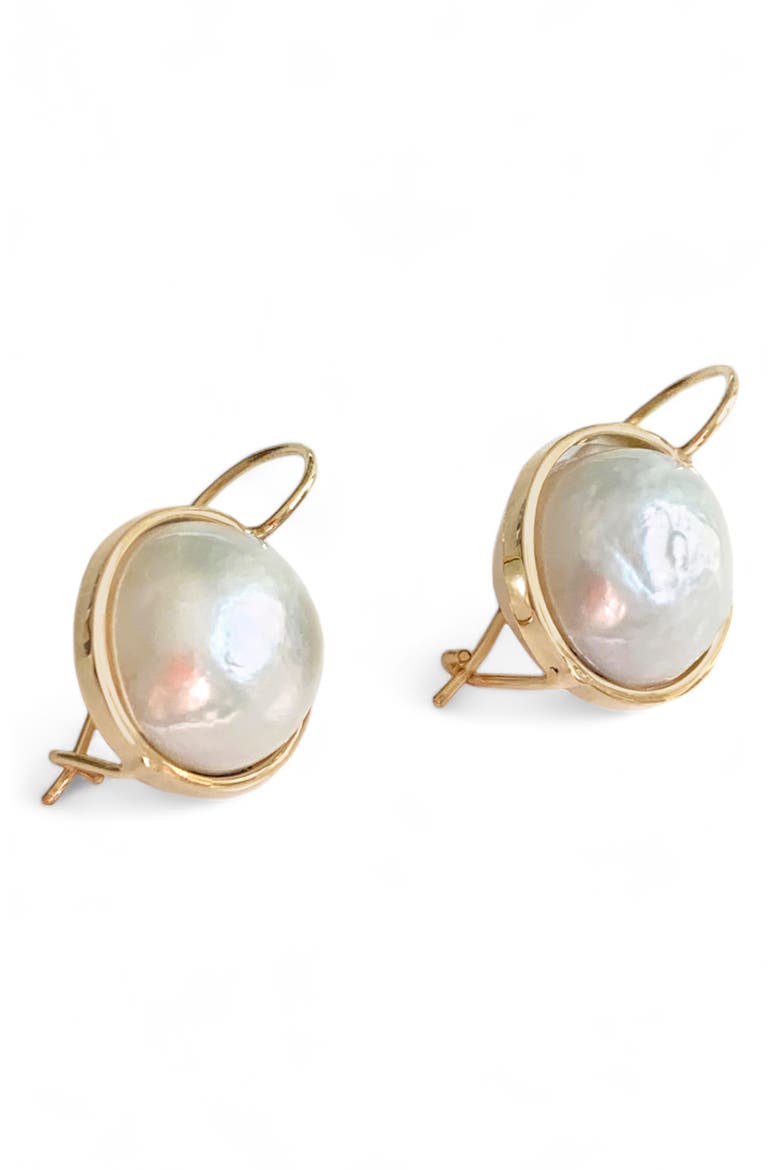 Cultured Pearl Drop Earrings, Main, color, PL 14KYG