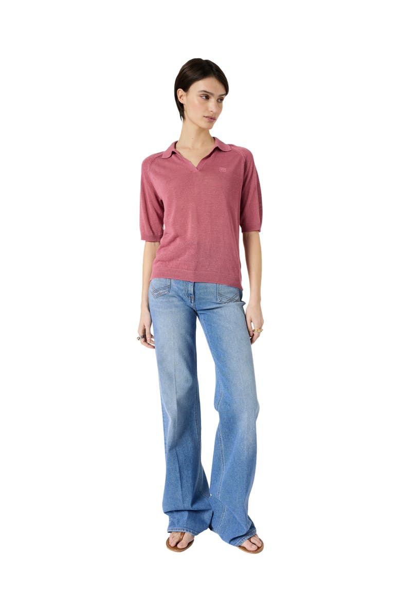 GERARD DAREL Loula Polo Collar Jumper, Alternate, color, Rosewood