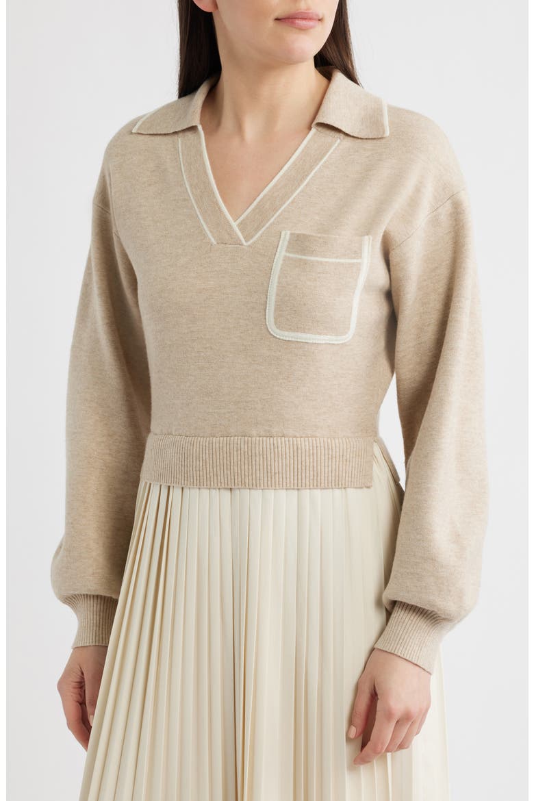 Long Sleeve Twofer Sweater Dress, Alternate, color, BEIGE