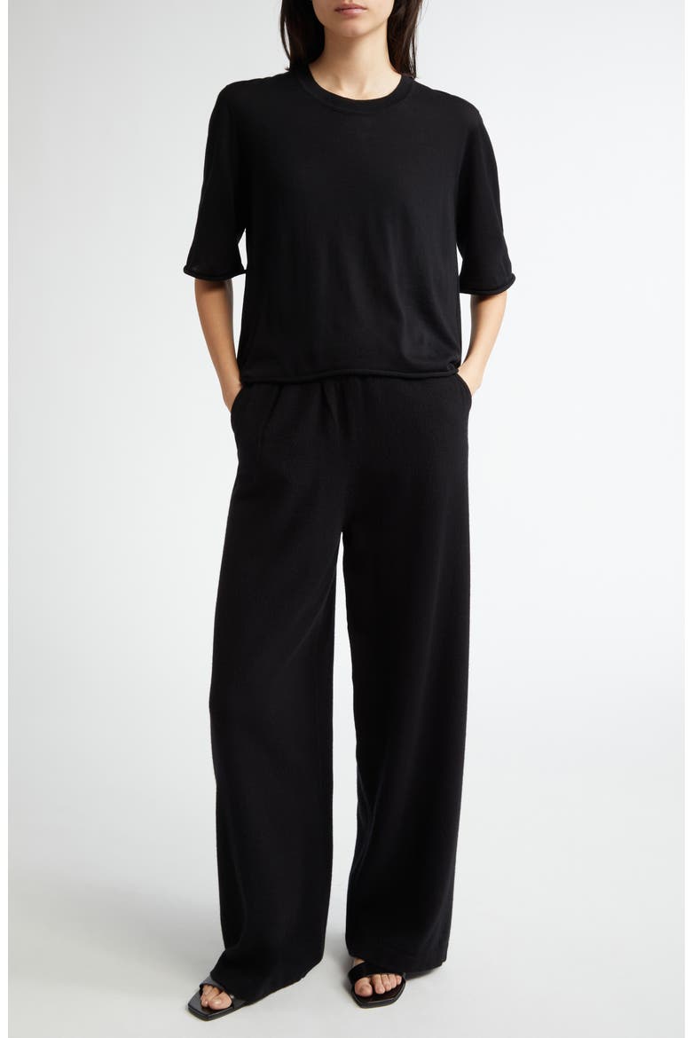 Superfine Merino Wool Scoop Neck Sweater, Alternate, color, BLACK