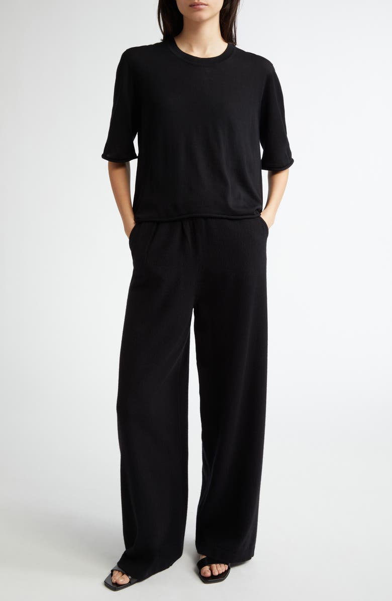 Johnstons of Elgin Superfine Merino Wool Scoop Neck Sweater, Alternate, color, Black