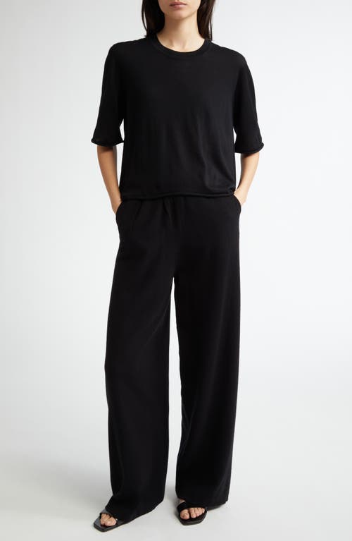 Johnstons Of Elgin Superfine Merino Wool Scoop Neck Sweater In Black
