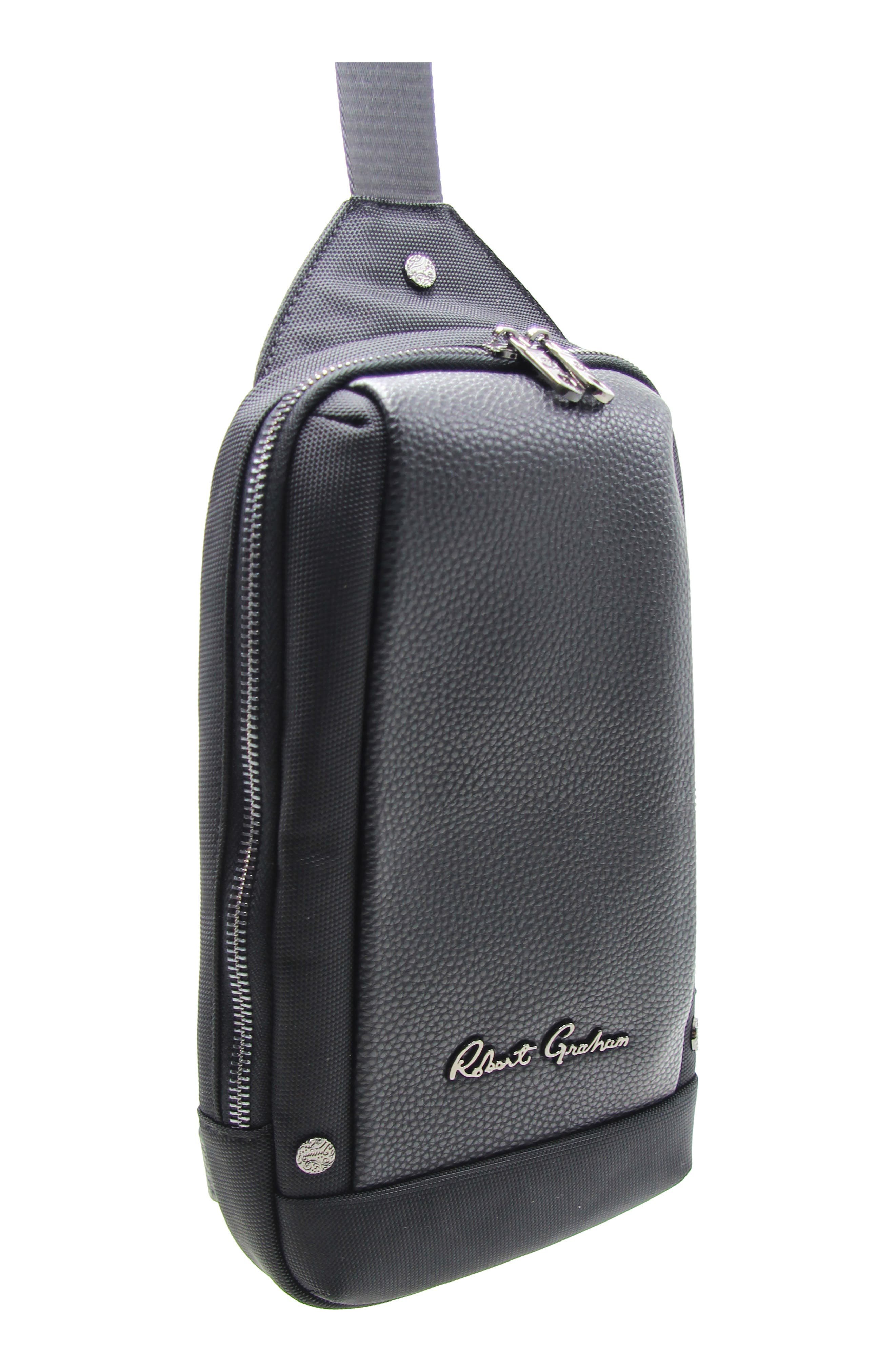 Robert Graham Howell Mixed Media Sling Bag, Alternate, color, Black