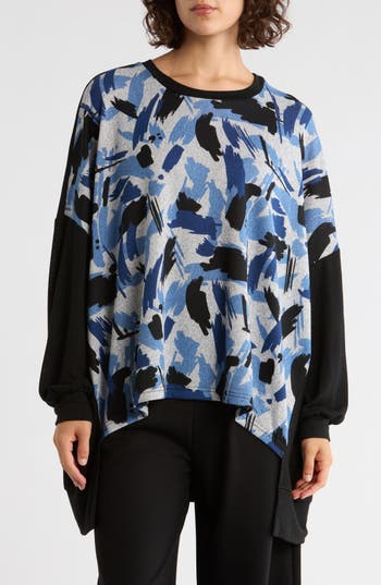 Patrizia Luca Print Boxy Top In Blue