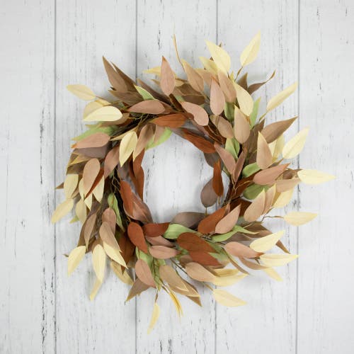 Northlight Autumn Harvest Neutral Fall Foliage Leaf Wreath In Brown