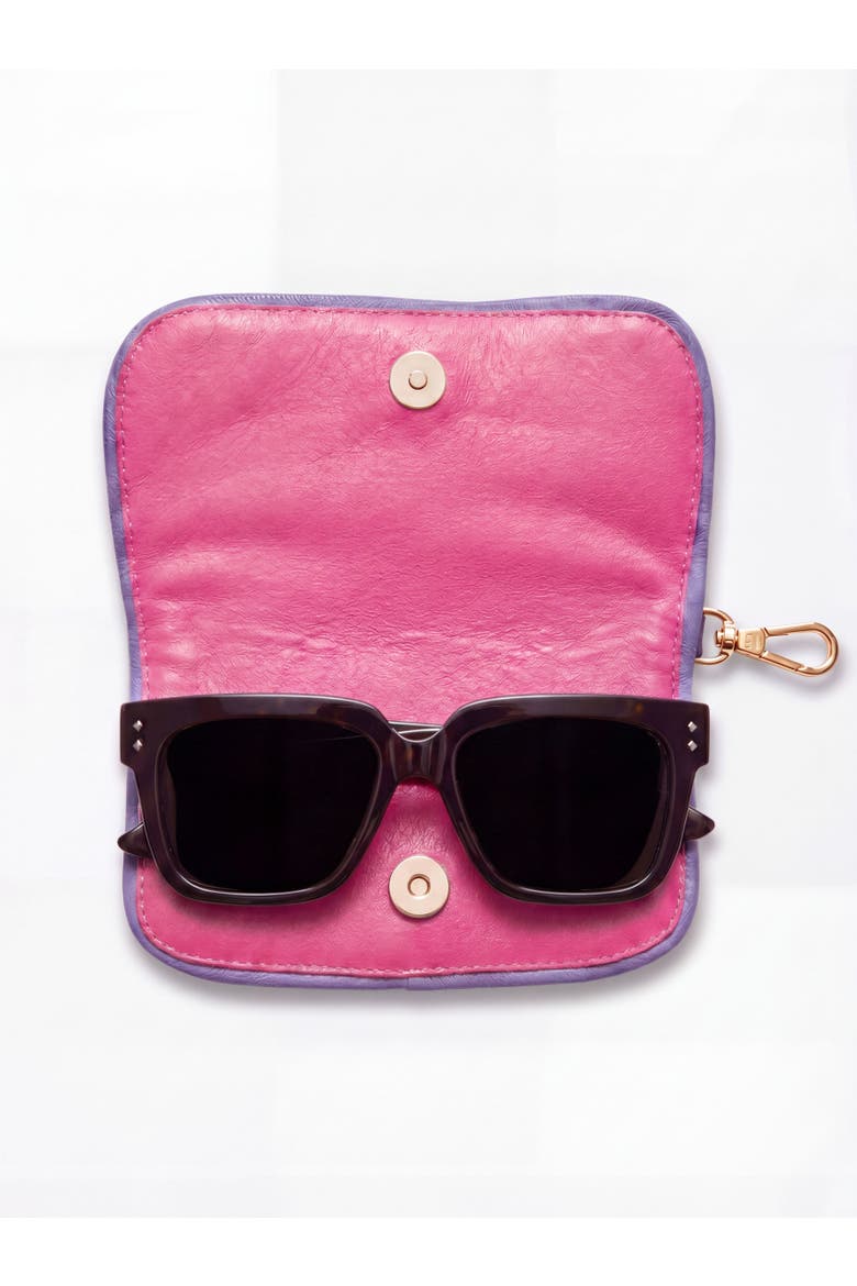 Luni Leather Eyewear Case Bag Charm, Alternate, color, Shine Pink