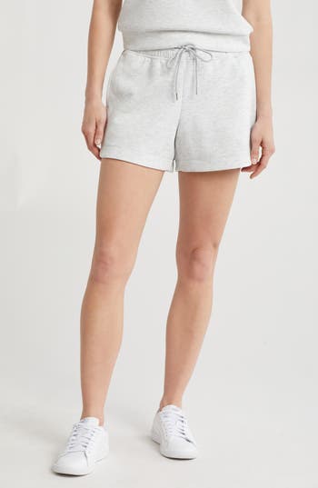 90 Degree By Reflex Monaco Scuba High Rise Shorts In Heather Light Grey