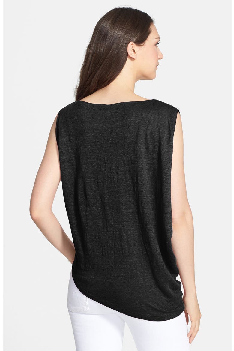 Organic Linen Asymmetric Tank, Alternate, color, BLACK