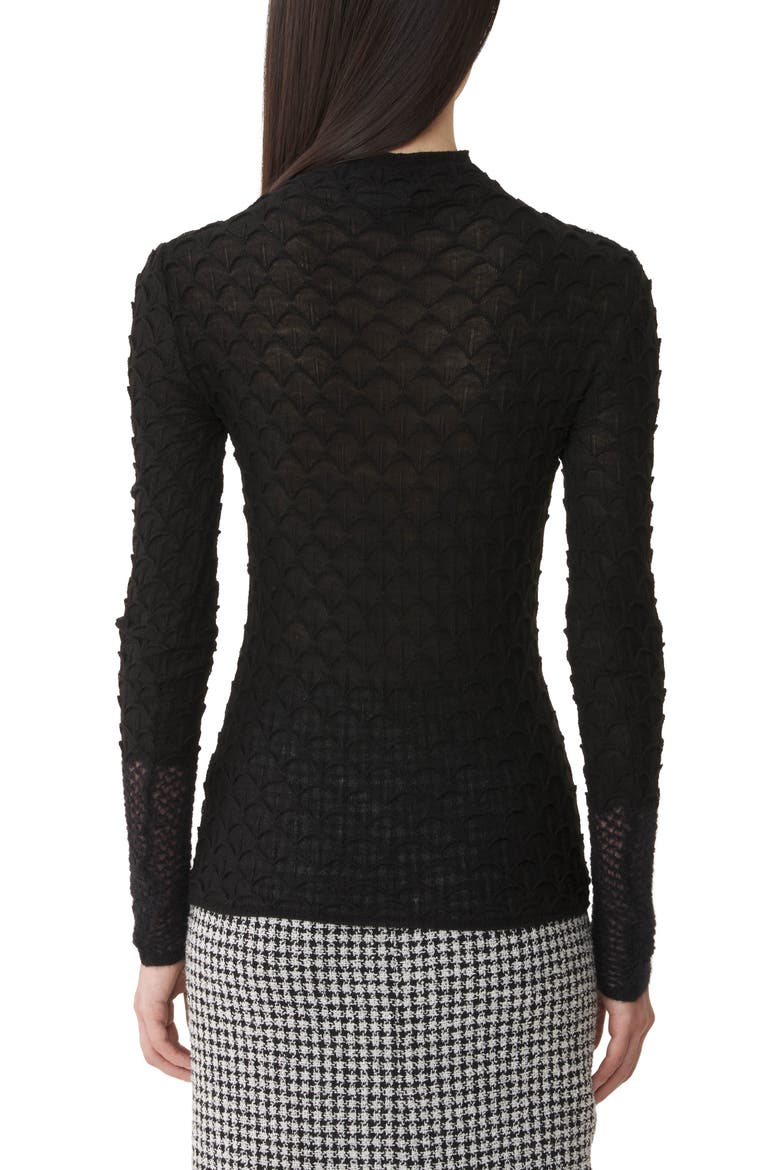 High-Neck Top In Wool And Mohair, Alternate, color, Black