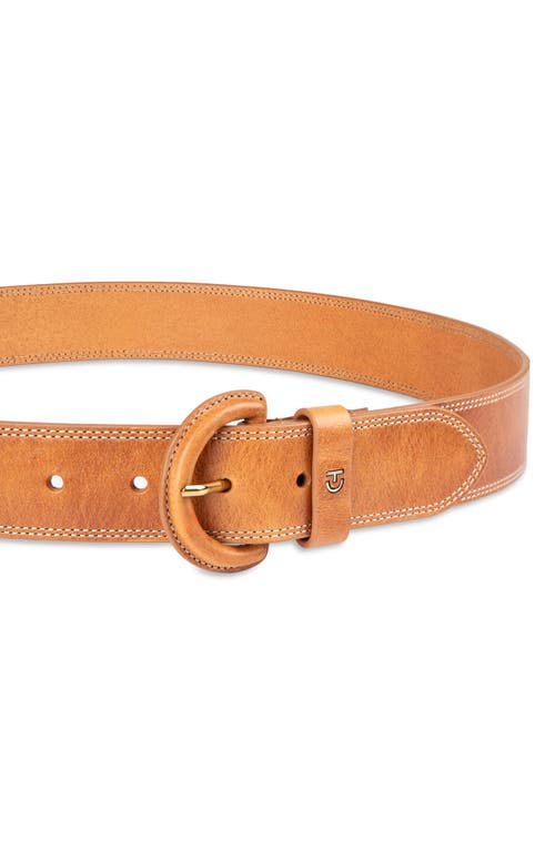 Cole Haan Covered Buckle Leather Belt In Brown