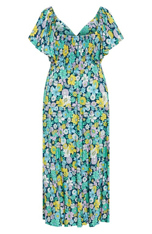 City Chic Brigitte Floral Print Jersey Max Dress In Green