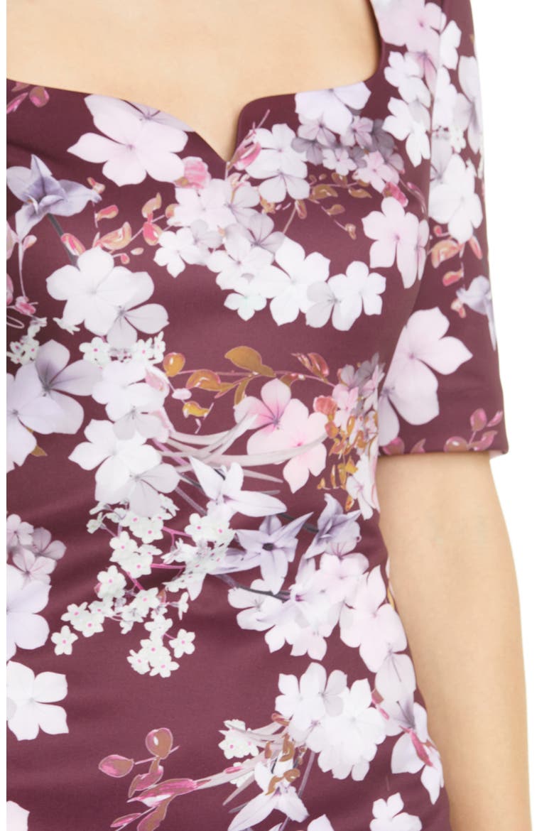 Heike Pergola Floral Print Body-Con Dress, Alternate, color, OXBLOOD