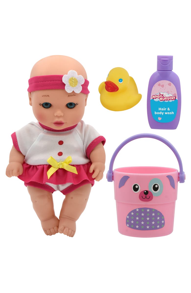 Magic Nursery Bath Safe 8" Baby Doll Bath Time Playset, 2+, Main, color, Multicolored