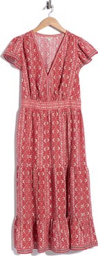 MAX STUDIO V-Neck Flutter Sleeve Maxi Dress