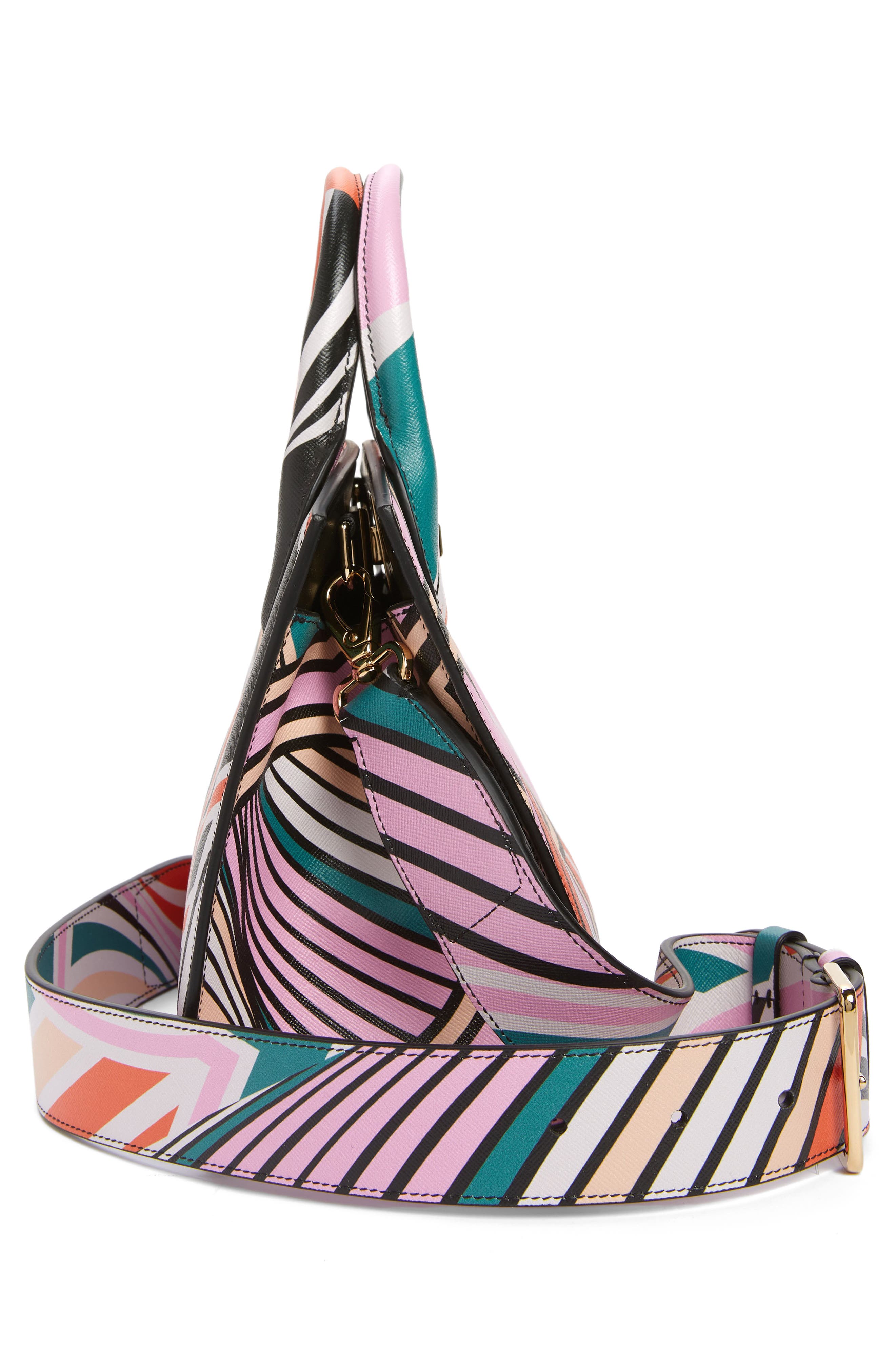 FERRAGAMO The Studio Box Gancio Print Leather Handbag, Alternate, color, 