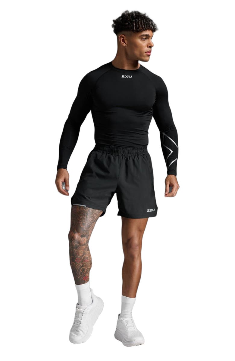 2XU Men
s Core Compression Long Sleeve, Alternate, color, Black/Silver