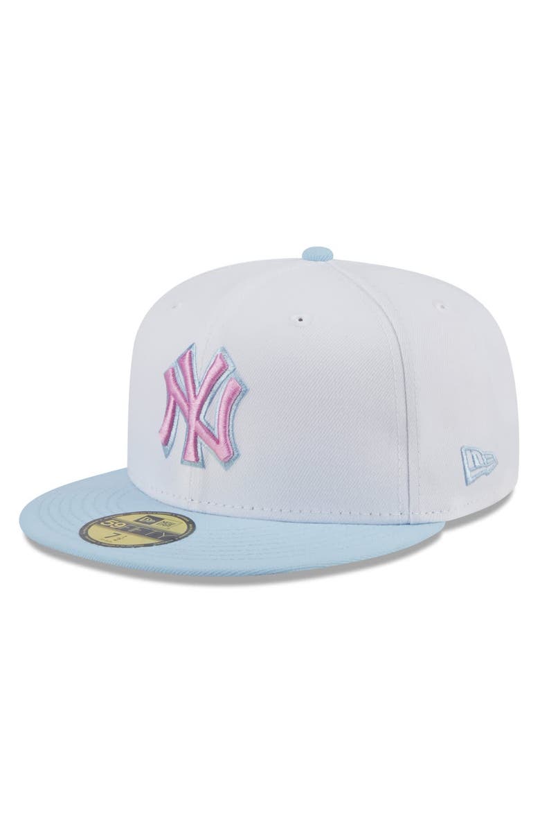 New Era Men's New Era Light Blue New York Yankees Spring Color Basic Two-Tone 59FIFTY Fitted Hat, Main, color, 