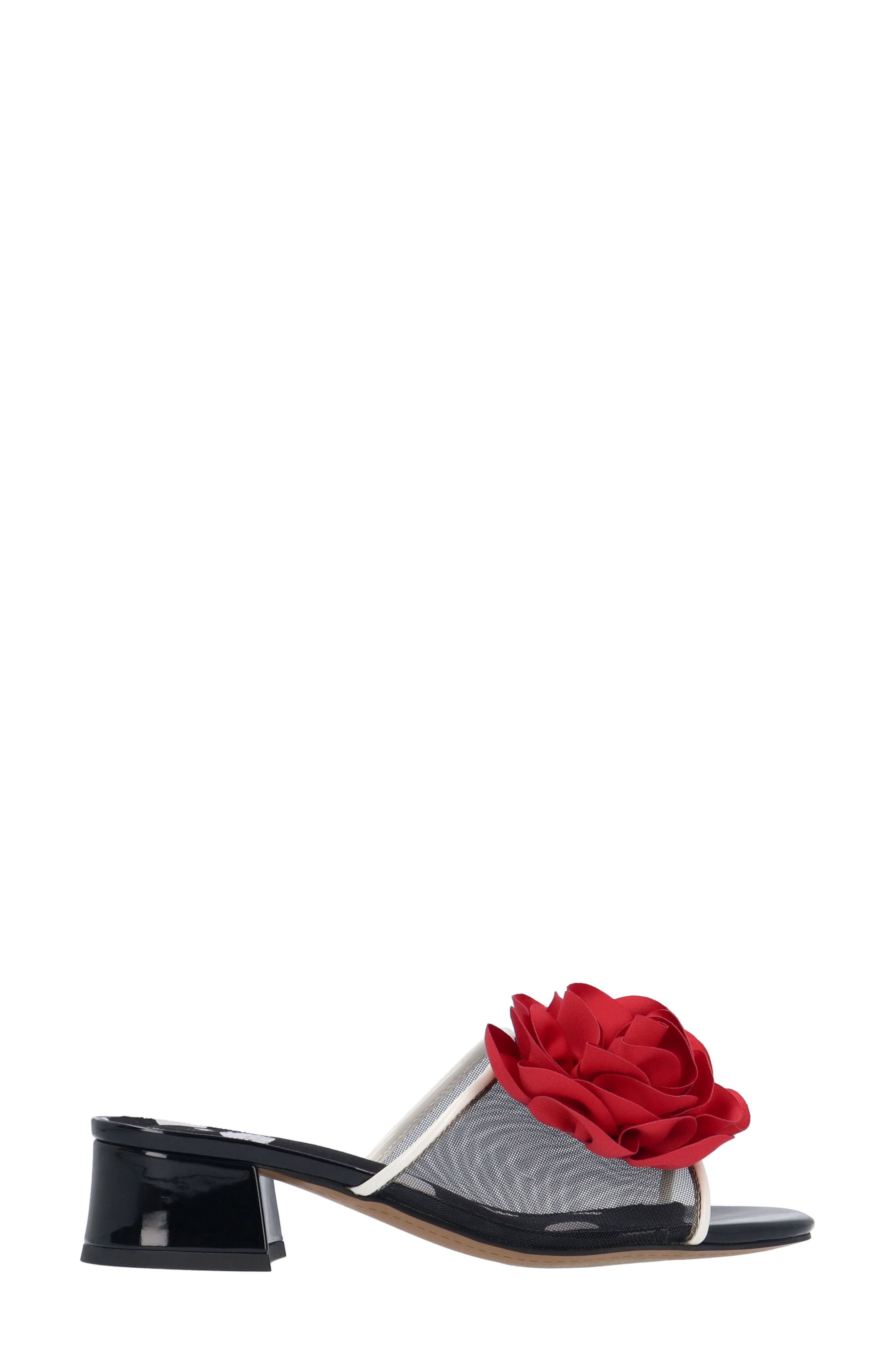 J. Reneé Myla Block Heel Sandal, Alternate, color, Black/ White/ Red