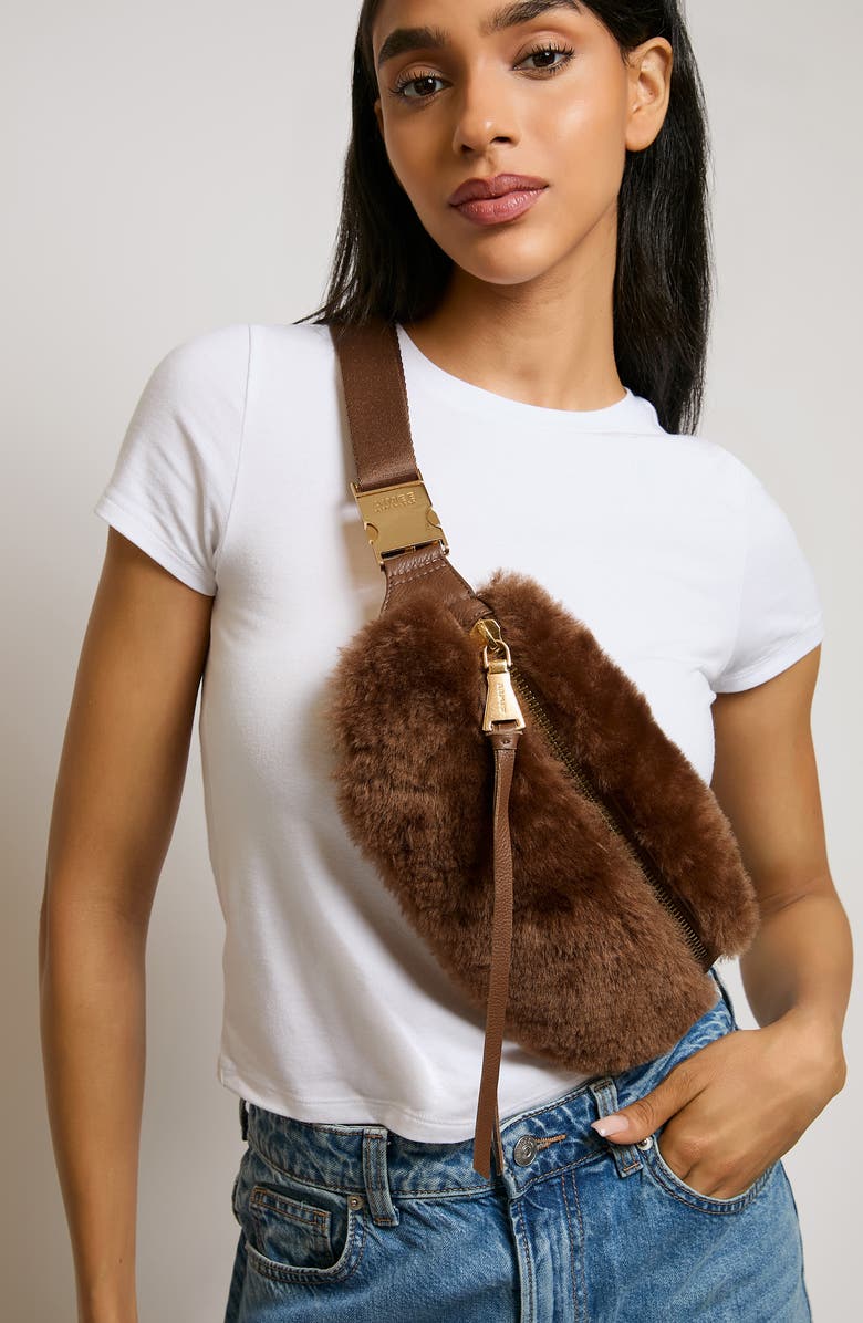 AIMEE Kestenberg Milan Belt Bag, Alternate, color, Coffee Shearling