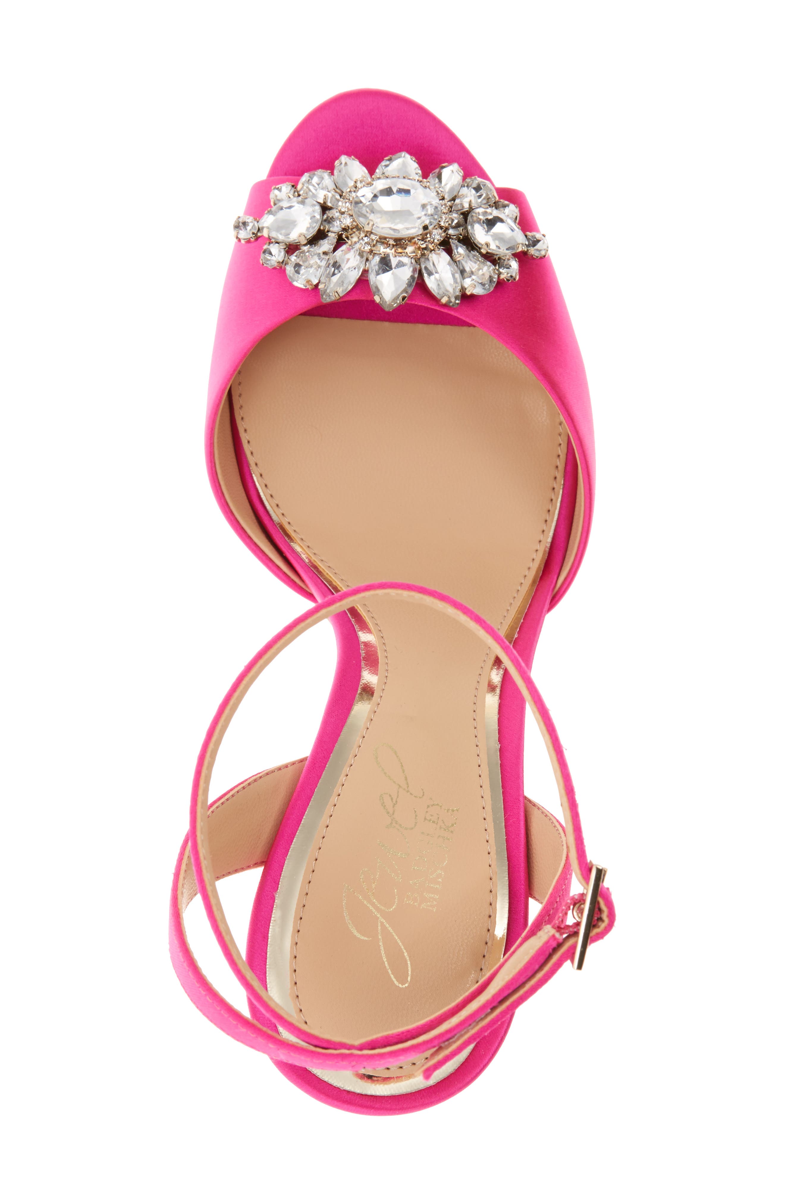 Hayden Embellished Ankle Strap Sandal, Alternate, color, HOT PINK SATIN