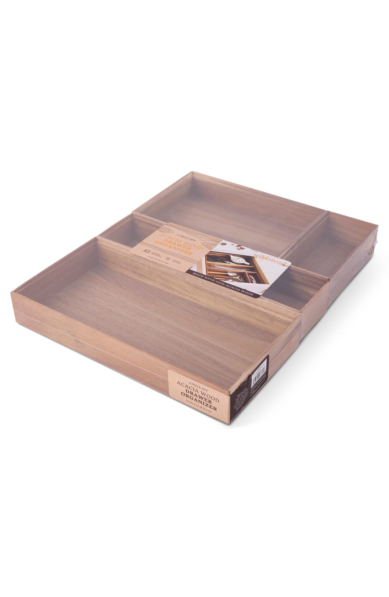 4-Piece Acacia Drawer Organizer Set