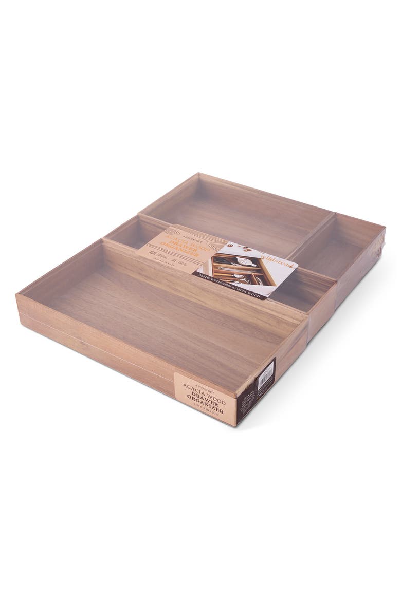 4-Piece Acacia Drawer Organizer Set, Main, color, NATURAL