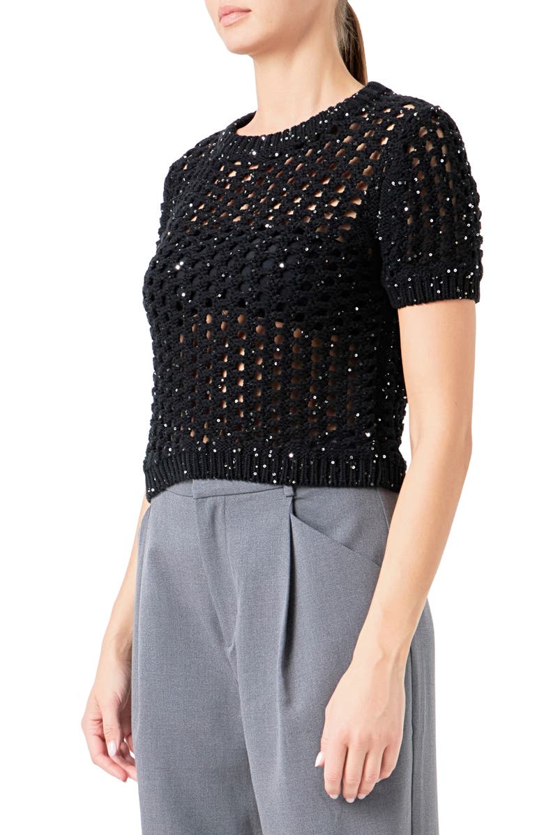 Endless Rose Sequin Open Stitch Sweater, Alternate, color, 