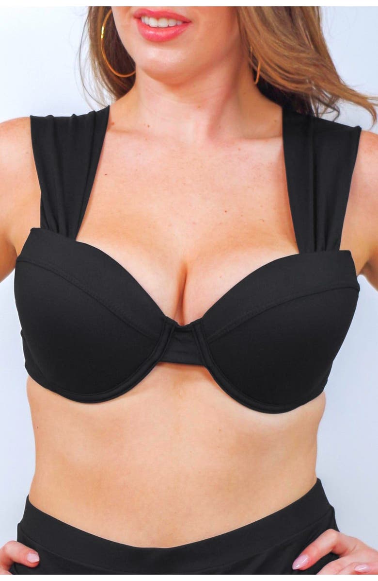 Mary Mercedes Olivia Underwire Bikini Top, Main, color, Black