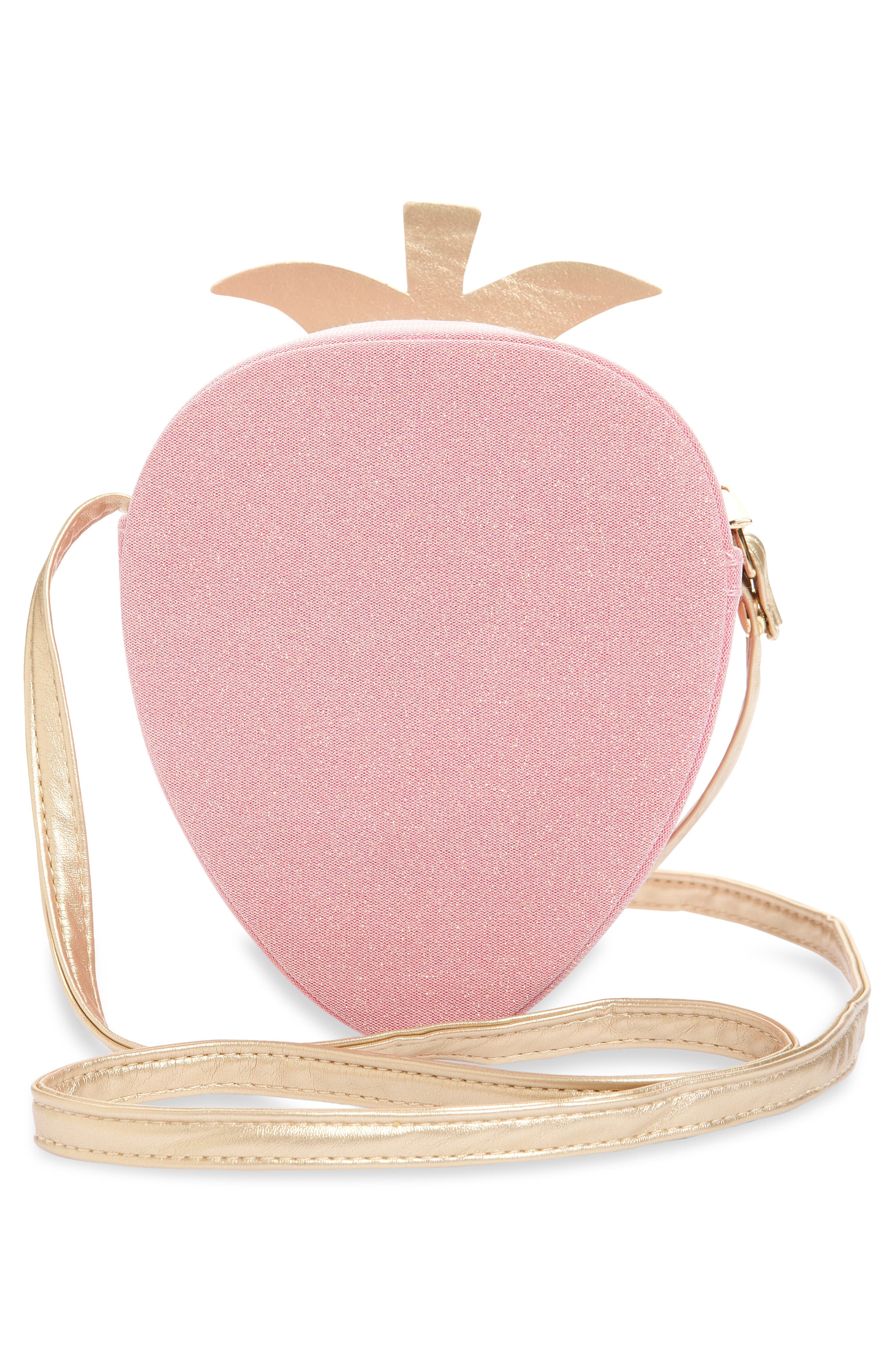 Mimi & Lula Kids' Mini Strawberry Faux Suede Crossbody Bag, Alternate, color, Pink