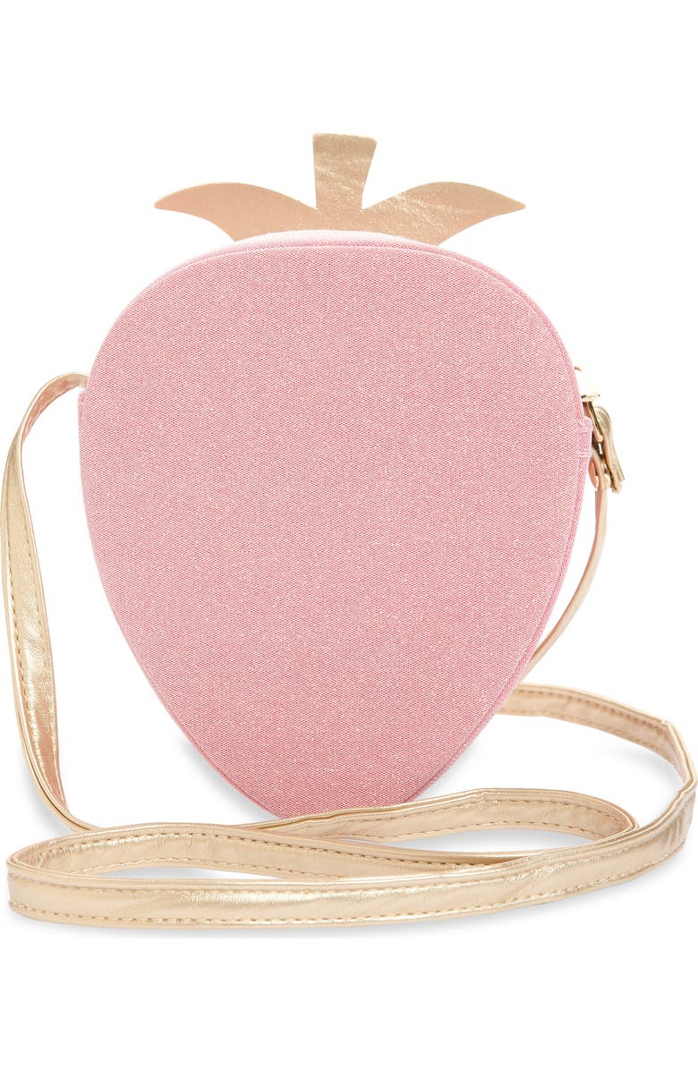 Mimi & Lula Kids' Mini Strawberry Faux Suede Crossbody Bag, Alternate, color, Pink