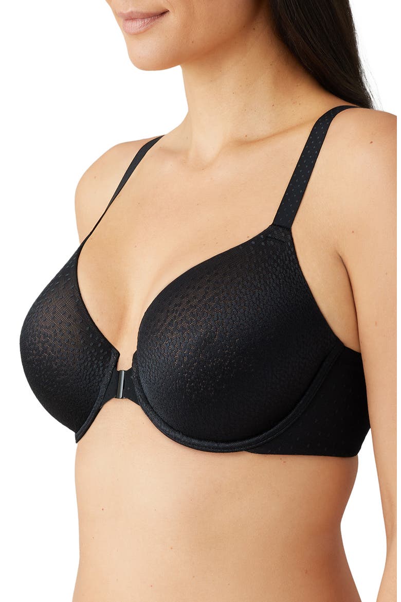 Back Appeal™ Underwire Front Close T-Shirt Racerback Bra, Alternate, color, BLACK
