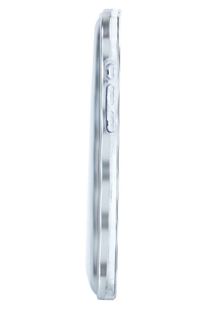 iPhone 15 ProMax Metallic Wavy Cushion Phone Case, Alternate, color, SILVER
