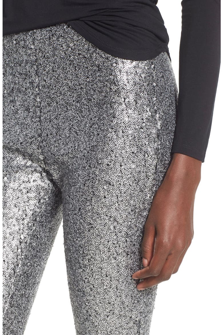 'Shasta' Sequin Leggings, Alternate, color, SILVER
