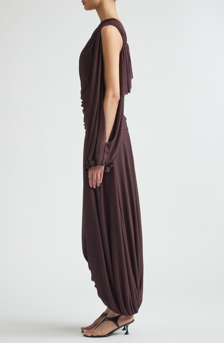 Proenza Schouler Gabri One-Shoulder Gauzy Pleated Jersey Gown, Alternate, color, Aubergine