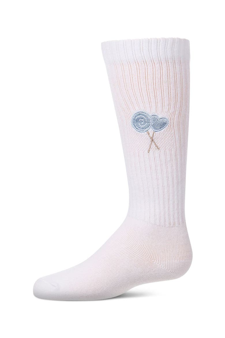 Embroidered Lollypop Ribbed Knee High Sock, Main, color, Blue