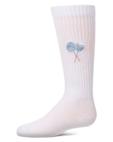 Embroidered Lollypop Ribbed Knee High Sock