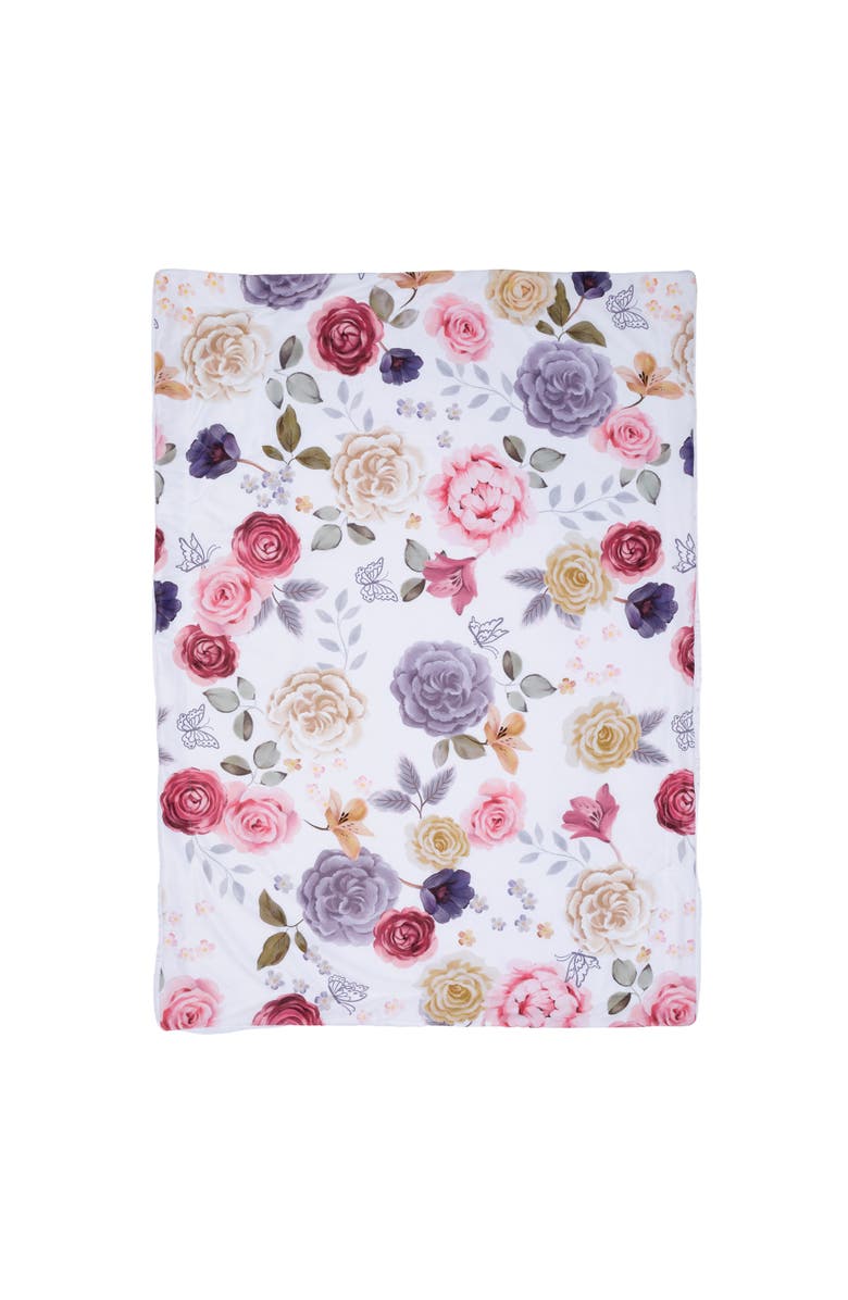Lambs & Ivy Secret Garden Ultra-Soft Fleece/Minky Floral Baby Blanket, Alternate, color, White