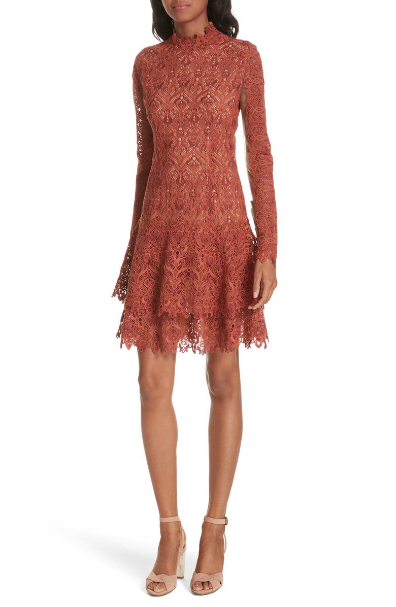 Simkhai Jonathan Simkhai Guipure Lace Layer Hem Dress, Main, color, 