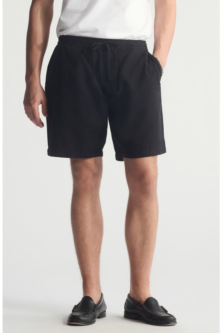 Pull-On Loose Fit Cotton & Linen Shorts, Main, color, BLACK
