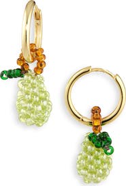 PURA UTZ Beaded Charm Drop Hoop Earrings