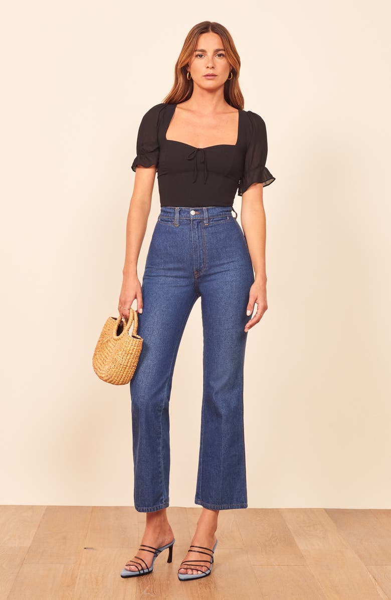 Reformation Delevan Ruffle Sleeve Top, Alternate, color,