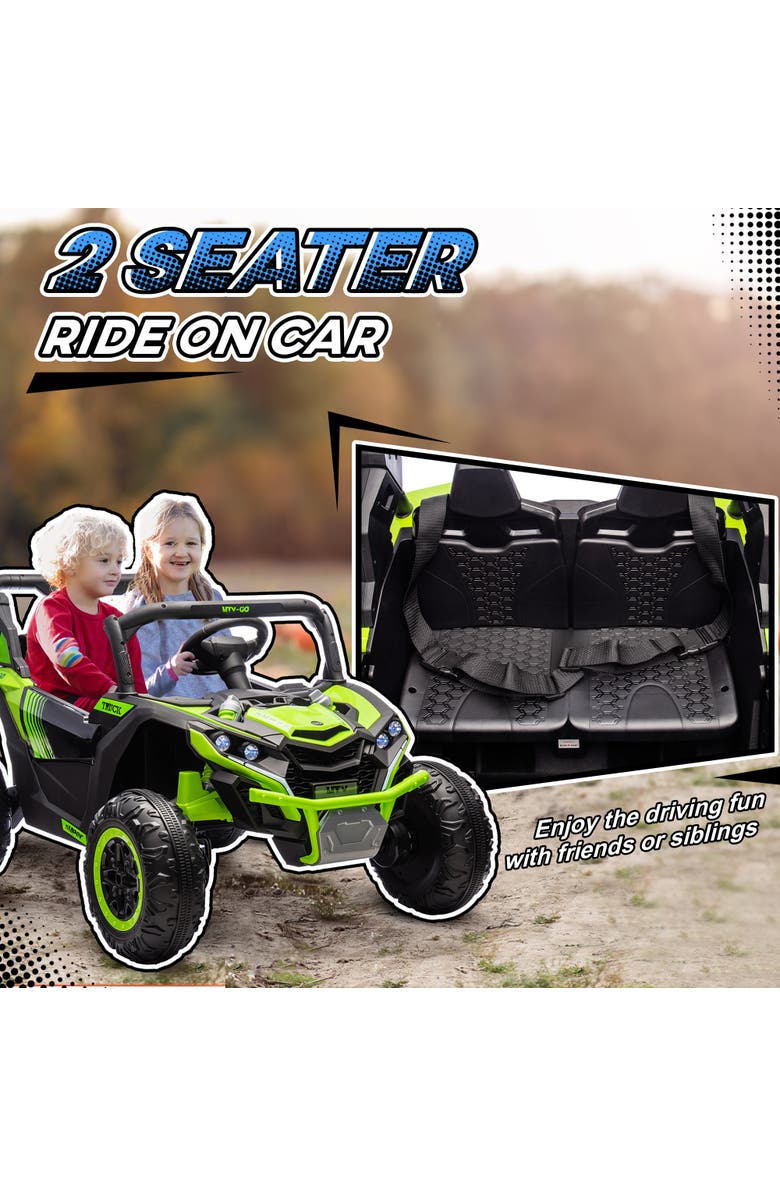 Qaba 24V 2-Seater Kids UTV Ride on Car with Shock Absorbers, Alternate, color, Green