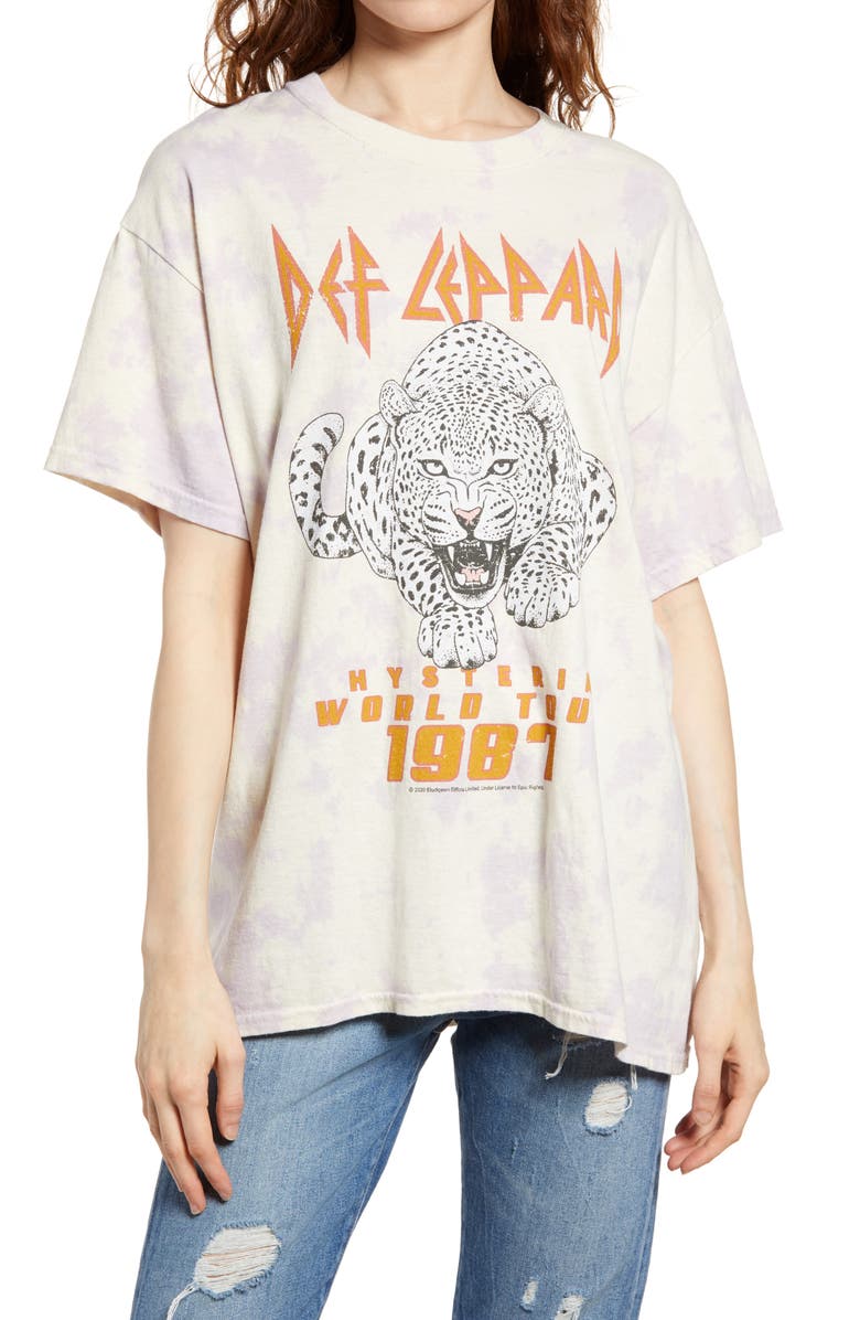 Vinyl Icons Def Leppard 1987 World Tour Tie Dye Women's Graphic Tee, Main, color,