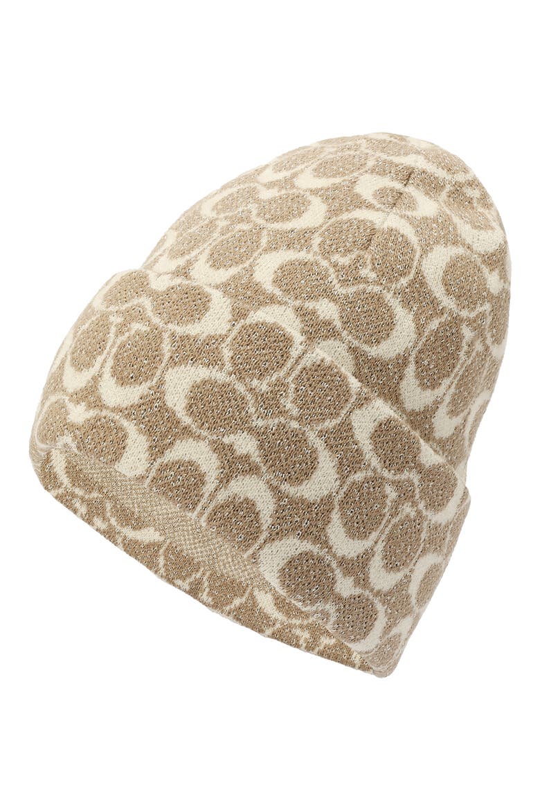 Metallic Signature Knit Beanie, Alternate, color, GREY BIRCH