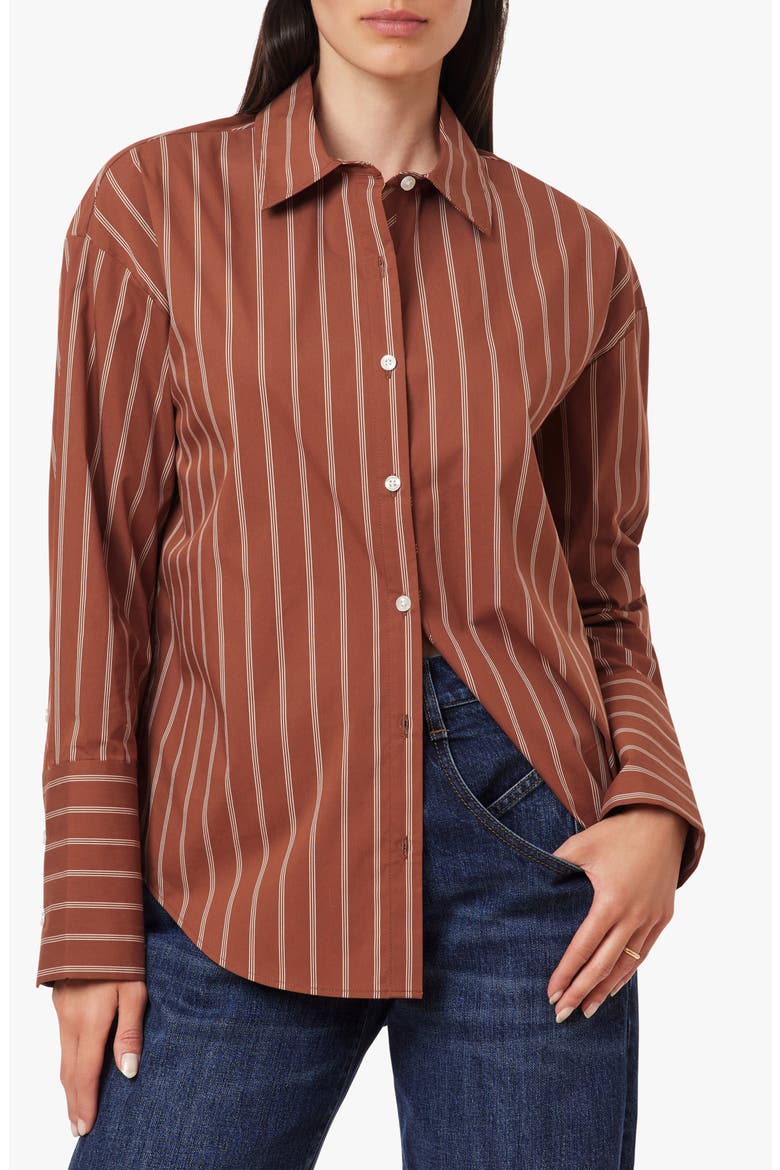 Tie Back Striped Poplin Shirt, Main, color, TORTOISE SHELL