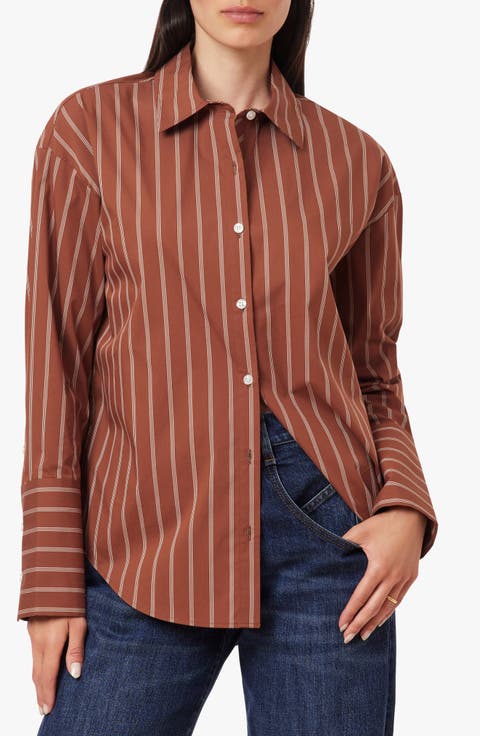 Tie Back Striped Poplin Shirt