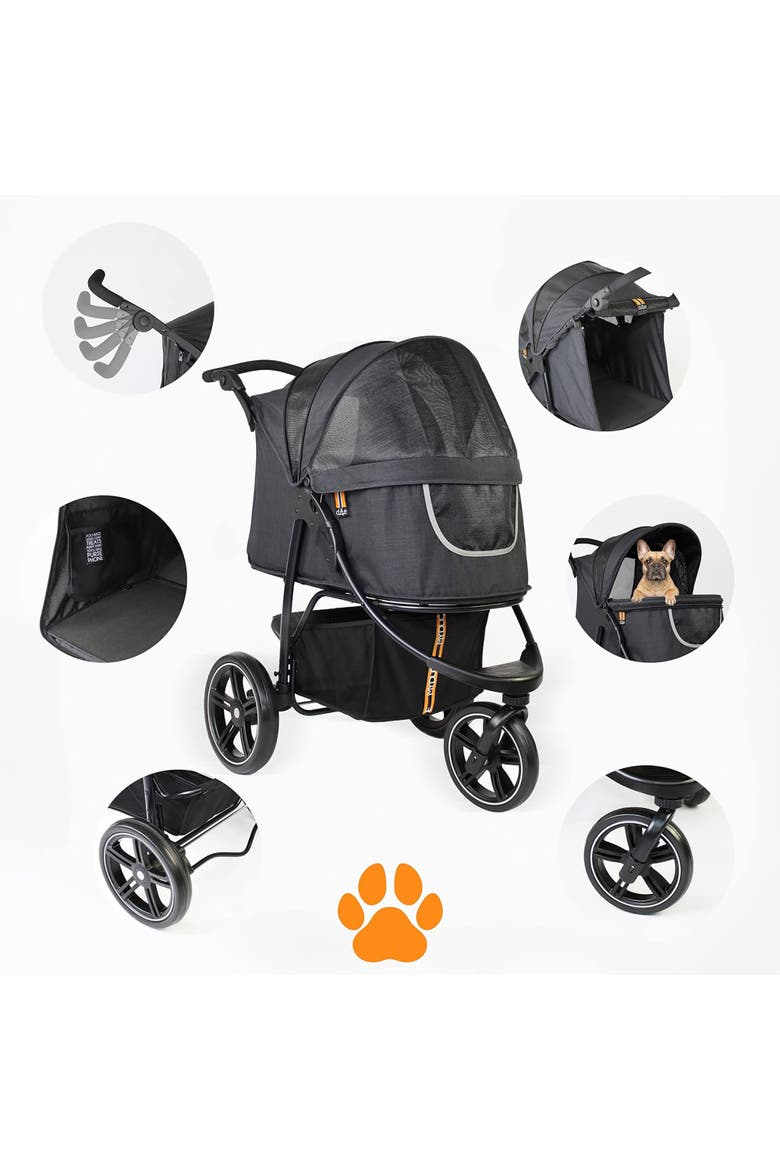 Pet 3 Wheel Stroller For Dog, Cat & Pets Up To 33 Lbs, Alternate, color, Multicolored