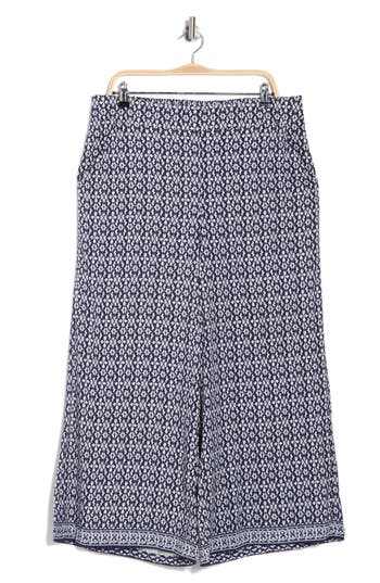 Max Studio Print Crop Wide Leg Pants