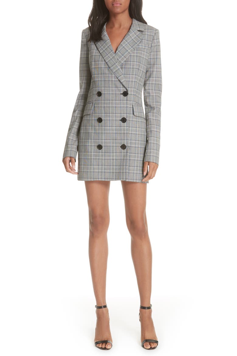 Cotton Suiting Blazer Dress, Main, color, CHECK