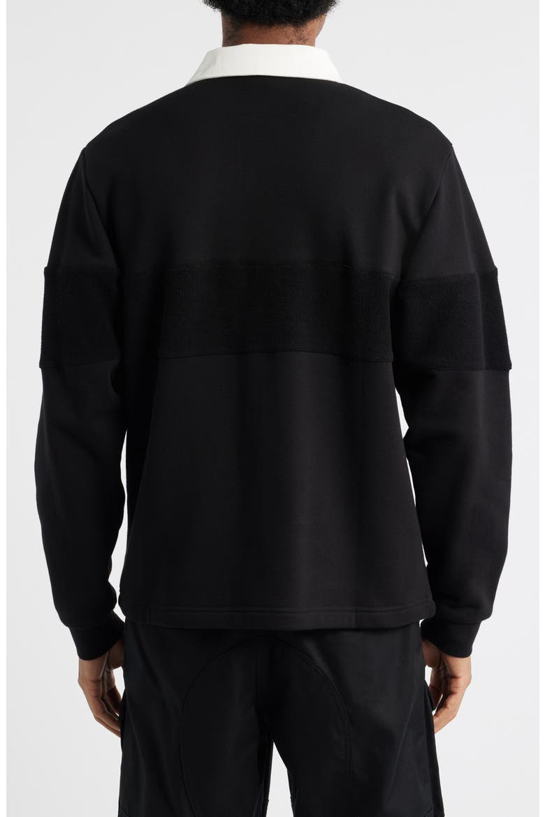 Box Fit Punchy Long Sleeve Cotton French Terry Polo, Alternate, color, BLACK